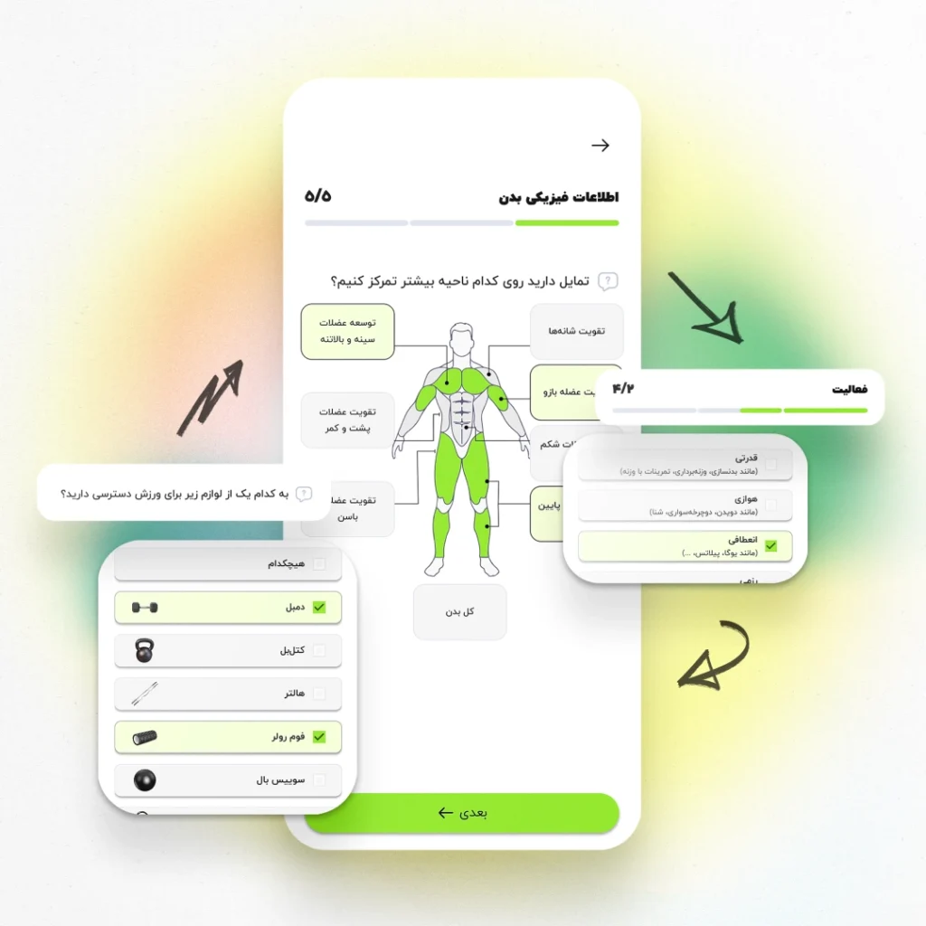 تصویری از آنالیز و گزارش بدن در اپ تمرینی ورزشی تی‌فیت TFIT